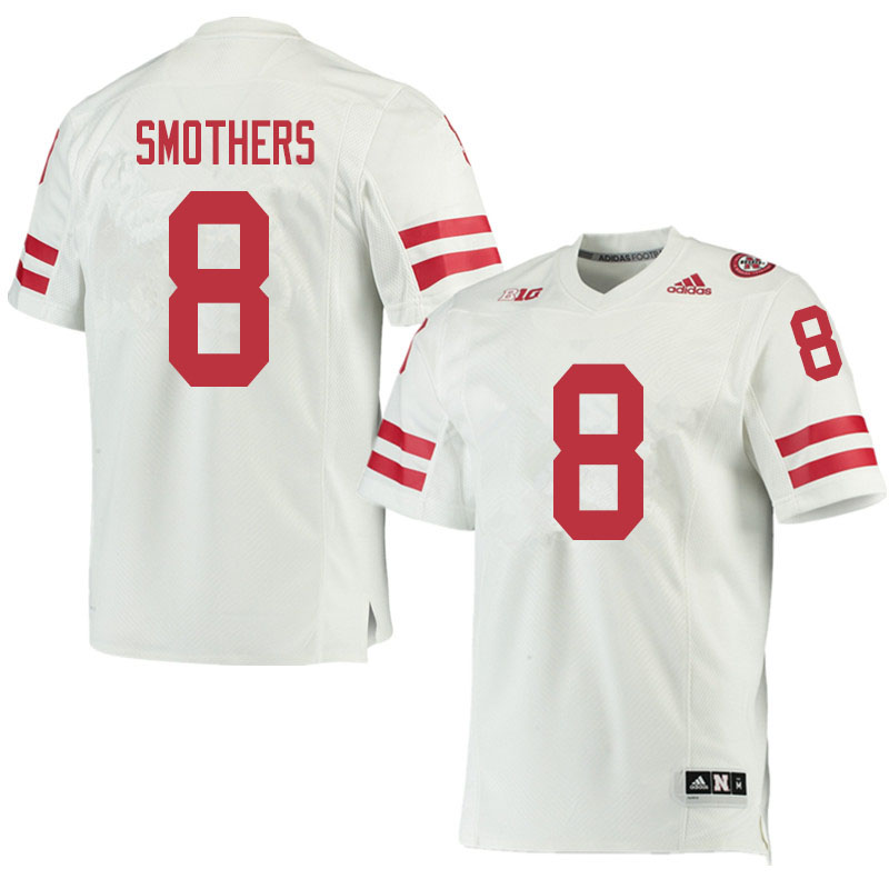 Men #8 Logan Smothers Nebraska Cornhuskers College Football Jerseys Sale-White